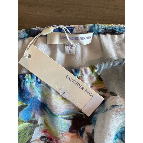 NWT Lavender Brown Women’s Floral Chiffon Off the Shoulder Blouse - Picture 6 of 6